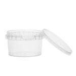 PP containers with lids 480 ml, Ø115/70 mm, transparent
