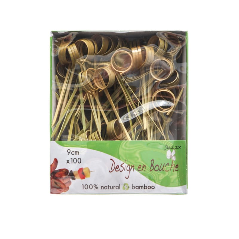 12B52.JPG Bamboo skewers with decorative loop, 9 cm, 100 pcs. - Image 1