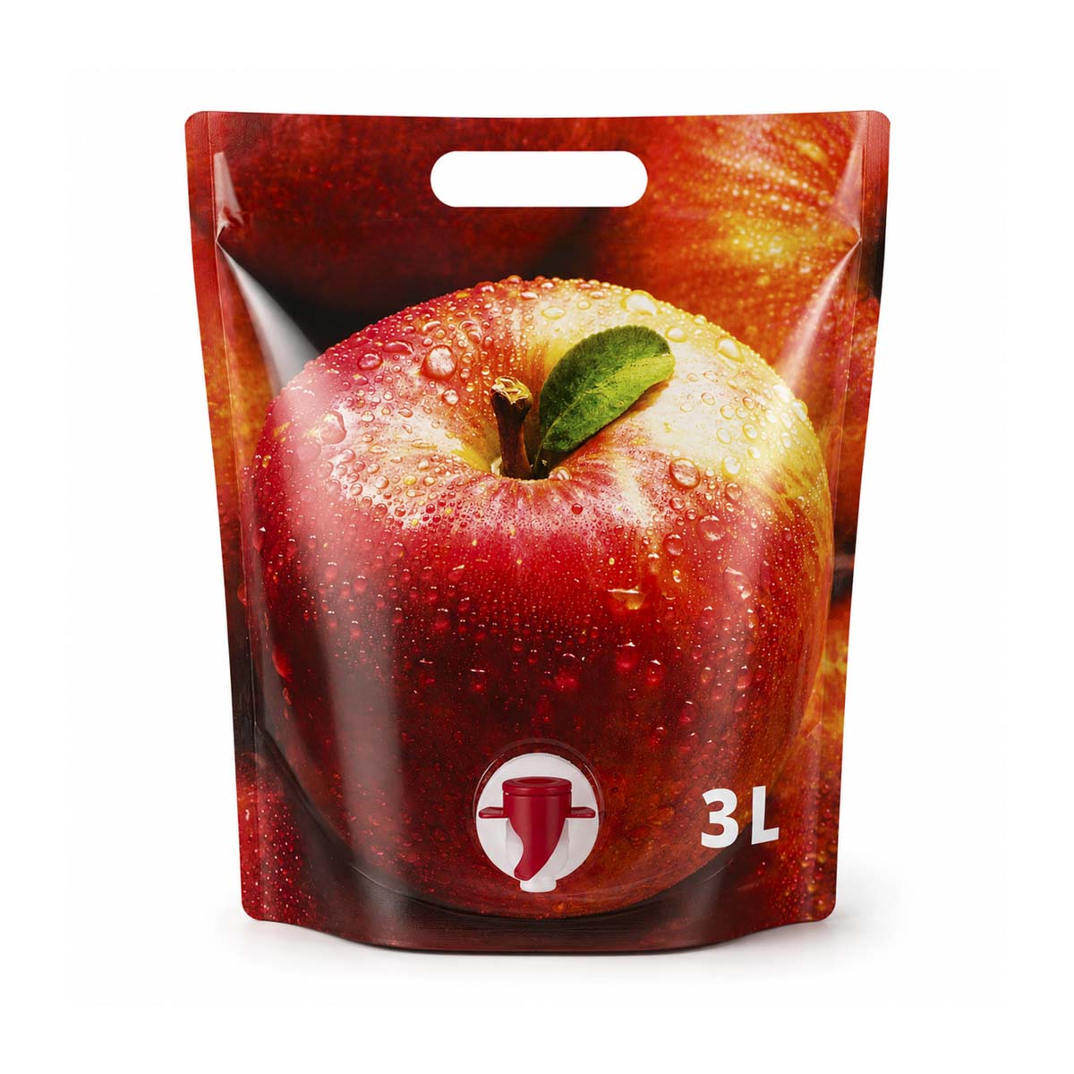 36SUP3SDA.JPG Juice bag – stand-up pouch with tap and Apple print, 3L - Image 1