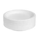 Compostable sugarcane fibre plate, Ø18 cm, white, 50 pcs. - Image 2