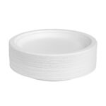 Compostable sugarcane fibre plate, Ø23 cm, white, 50 pcs. - Image 2